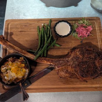 Emberz - Tomahawk steak done just right medium rare I couldn't finish - Wine Bars Near Me - Sonora, California