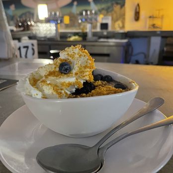 Grnd Sqrl - Chocolate Panna Cotto (fruit compote and crushed honeycomb) - Gastropubs Near Me - Twentynine Palms, California Grnd Sqrl - Chocolate Panna Cotto (fruit compote and crushed honeycomb) - Gastropubs Near Me - Twentynine Palms, California