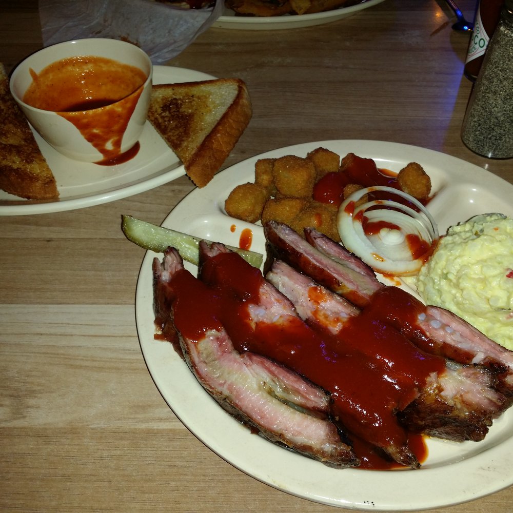 Smokehouse - Ribs, okra, and potato salad. Good stuff! - Barbeque Near Me - Lindsay, Texas Smokehouse - Ribs, okra, and potato salad. Good stuff! - Barbeque Near Me - Lindsay, Texas