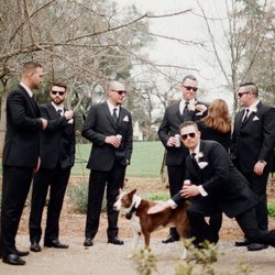 Events Extraordinaire - Terri pinning boutonniere's on our groomsmen