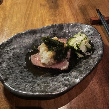 Nare Sushi - Wagyu with daikon - Sushi Bars Near Me - New York, New York Nare Sushi - Wagyu with daikon - Sushi Bars Near Me - New York, New York