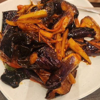 Happy Noodle House - garlic chili eggplant - delicately sweet & spicy (marked with a chili pepper, but not as spicy as one might expect) - Dim Sum Near Me - Vancouver, British Columbia