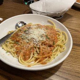 Bucatini with three cheese marinara