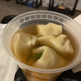 Won ton soup broth is good and the won tons are stuffed but the skins are too thick