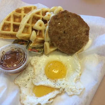 Megabytes Eatery - Waffle combo with sausage - Delis Near Me - Chantilly, Virginia Megabytes Eatery - Waffle combo with sausage - Delis Near Me - Chantilly, Virginia