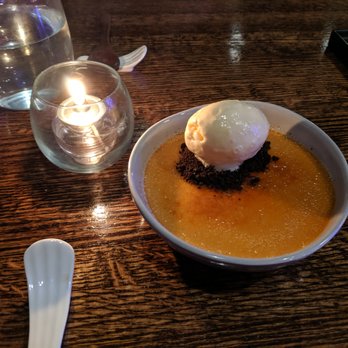 Shinsen Evanston - Thai tea Creme brulee with lychee ice cream - Sushi Bars Near Me - Evanston, Illinois