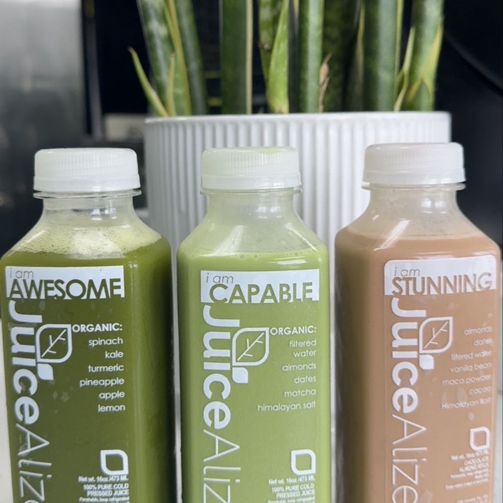 JuiceAlize - 16 oz. I Am Awesome Juice 16 oz. I am Capable (MATCHA almond) 16 oz. I Am Stunning Almond Myk - Juice Bars & Smoothies Near Me - San Jose, California JuiceAlize - 16 oz. I Am Awesome Juice 16 oz. I am Capable (MATCHA almond) 16 oz. I Am Stunning Almond Myk - Juice Bars & Smoothies Near Me - San Jose, California
