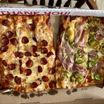 Triple Beam Pizza - Half Pepperoni & Half Pineapple, Prosciutto, Jalapeños - Pizza Near Me - Glendora, California