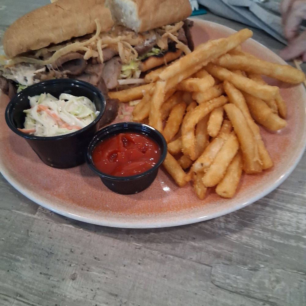 Fins Beach Club - Prime Rib sandwich - Burgers Near Me - Branch MI, Michigan Fins Beach Club - Prime Rib sandwich - Burgers Near Me - Branch MI, Michigan