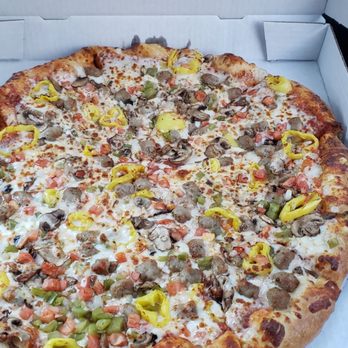 Main Street Pizzeria & BBQ - Large unlimited (sausage, mushrooms, onions, peppers and tomato) - Pizza Near Me - Hale, Michigan Main Street Pizzeria & BBQ - Large unlimited (sausage, mushrooms, onions, peppers and tomato) - Pizza Near Me - Hale, Michigan