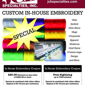 JCB Specialties - Embroidery Specials - Advertising Near Me - Albany, New York