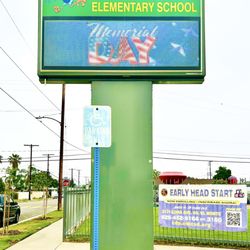 Rio Vista Elementary School - Front entrance sign Rio Vista Elementary where the Roadrunners run the world "beep beep"
