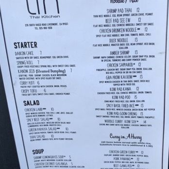 Tin Thai Kitchen - Menu 2/19/21 - Thai Near Me - Livermore, California