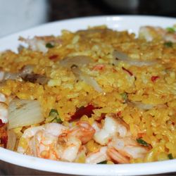 China Taste - House fried rice, extra onions, extra shrimp and medium spicy