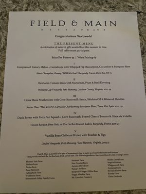 Menu photo 5 Field & Main Restaurant Marshall, VA