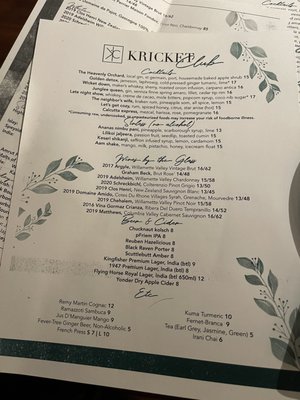 Menu photo 7 Kricket Club Seattle, WA