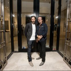 Conde Contemporary - Artists Andrés Conde and José Bedia in front of Conde Contemporary Miami Beach location.