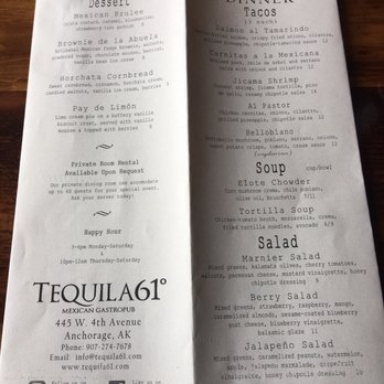 Tequila 61 - Menu - Mexican Near Me - Anchorage, Alaska