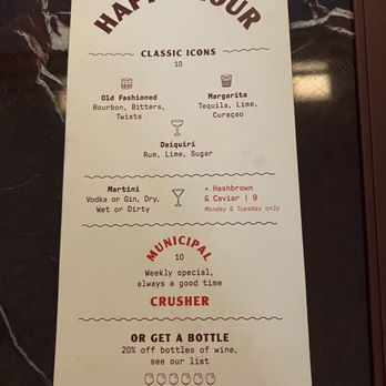 Municipal Bar - Happy hour menu - Cocktail Bars Near Me - Savannah, Georgia Municipal Bar - Happy hour menu - Cocktail Bars Near Me - Savannah, Georgia