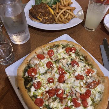 The Gate House - The auditorium pizza And A burger with meat sauce and garlic rosemary fries with lemonade - Burgers Near Me - Rochester, New York