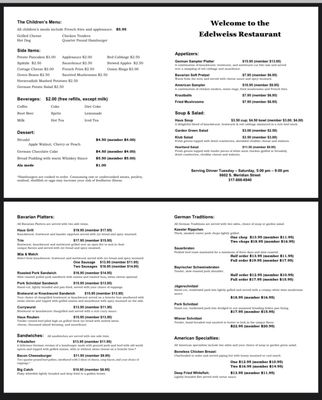 Menu photo 1 Edelweiss Restaurant Indianapolis, IN Menu photo 1 Edelweiss Restaurant Indianapolis, IN