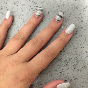 Mod Nails - lynn did this ! (marble coffin nails) with a hint of smokey effect ! love - Nail Salons Near Me - Studio City, California