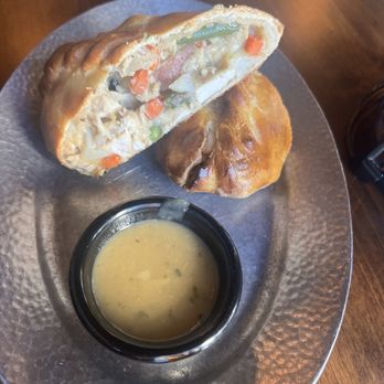 Cornish Pasty - Chicken pot pie pasty with side of gravy - Pubs Near Me - Phoenix, Arizona