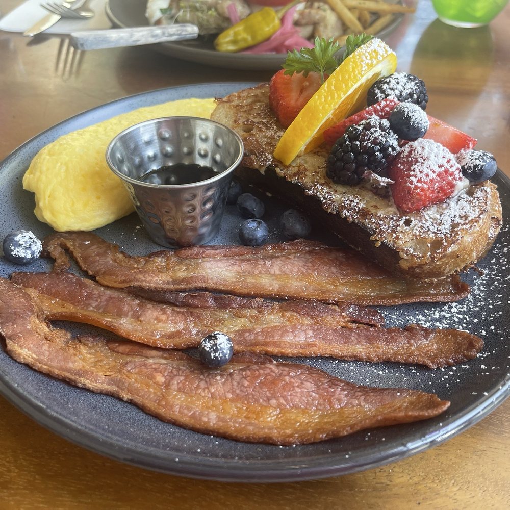 Son & Garden - "Complete Meal", consists of eggs, applewood bacon and French toast made from levain bread - New American Near Me - Menlo Park, California