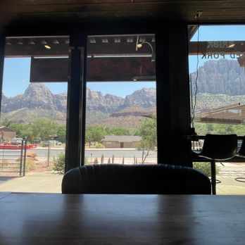 Hangry Goat - View from inside - Barbeque Near Me - Springdale, Utah Hangry Goat - View from inside - Barbeque Near Me - Springdale, Utah