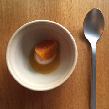 Tuome - Sour yogurt topped with a golden beet. Comp starter - New American Near Me - New York, New York Tuome - Sour yogurt topped with a golden beet. Comp starter - New American Near Me - New York, New York