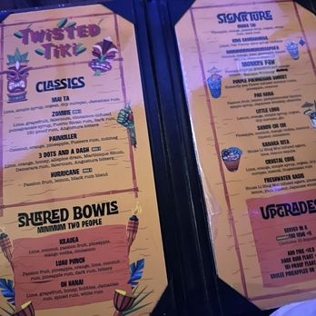 Twisted Tiki - Menu - 8/2026 - Tiki Bars Near Me - Santa Ana, California
