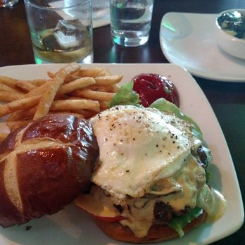 Pub W - Pretzel Burger w/ bison meat added grilled jalepenos. - American Near Me - Oklahoma City, Oklahoma Pub W - Pretzel Burger w/ bison meat added grilled jalepenos. - American Near Me - Oklahoma City, Oklahoma