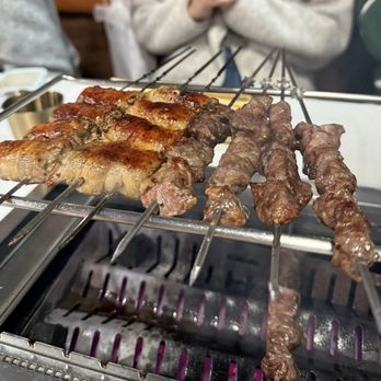 Hongyuan Kebab - Pork belly with mushrooms (one of our favorites) and also spicy beef skewers - Asian Fusion Near Me - San Diego, California Hongyuan Kebab - Pork belly with mushrooms (one of our favorites) and also spicy beef skewers - Asian Fusion Near Me - San Diego, California