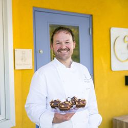 Yann Haute Patisserie - Chef Yann Blanchard in front of Yann Haute Patisserie welcoming you!