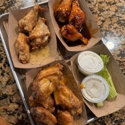 Time Out Sports Bar 5 - 12 piece bone-in wings - 3 Parmesan, 3 Kentucky bourbon, & 6 love Cajun