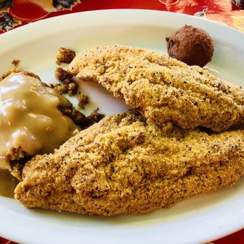 Southern Kitchen - Fried Catfish, Jalapeno Hush Puppies, and Cornbread Dressing w/Gravy. - Southern Near Me - Tacoma, Washington
