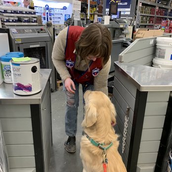 Lowe's Home Improvement - Paint Associate Caroline giving Bodhi some treats! - Hardware Stores Near Me - Hudson, Massachusetts