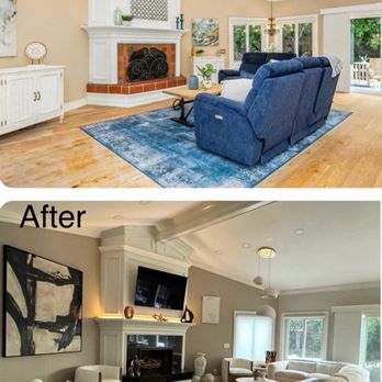 ISC Granite Factory - Living room before and after - Cabinetry Near Me - Chino, California