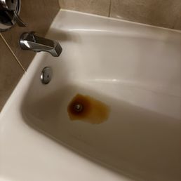 This is the rusted water that came out of the faucet when my daughter went to take a bath.
