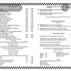 Palmetto Subs - Menu