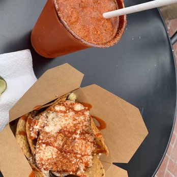 Elote - Tostilocos and peach agua fresca - Mexican Near Me - San Diego, California Elote - Tostilocos and peach agua fresca - Mexican Near Me - San Diego, California
