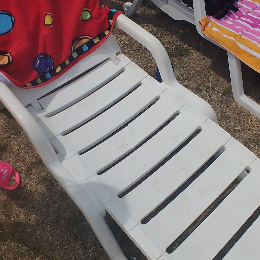They have lots of lawn chairs but many have cracks on them.