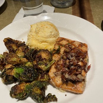 Cafe 4 - Pecan salmon, grits, Brussels sprouts - Comfort Food Near Me - Knoxville, Tennessee Cafe 4 - Pecan salmon, grits, Brussels sprouts - Comfort Food Near Me - Knoxville, Tennessee