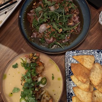 District Eleven - Scallop & Grilled Prawn Ceviche Beef Tataki - Vietnamese Near Me - Vancouver, British Columbia