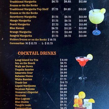 Monarca Mexican Resturant - Drink Menu - Mexican Near Me - Marion, Mississippi
