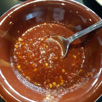 Sababa Restaurant - Harif.  Hot sauce.  Made in house.  Yallah, bring me more!  It was PERFECT. - Middle Eastern Near Me - Thornhill, Ontario