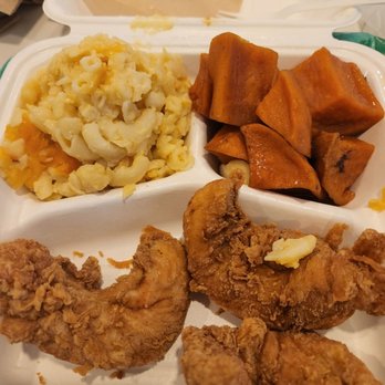 Paschal's - Chicken tenders with macaroni and cheese and yams - Southern Near Me - Atlanta, Georgia