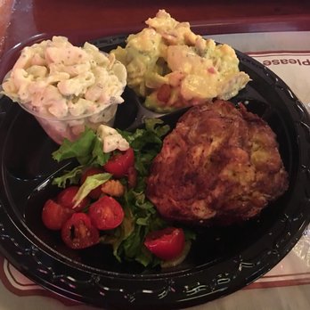 Faidley's Seafood - Jumbo lump crab cake platter with macaroni and potato salad... excellent! - Seafood Markets Near Me - Baltimore, Maryland