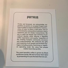 Patria Coffee!