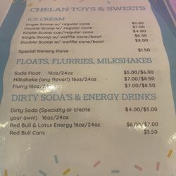 Chelan Toys & Sweets - This is the menu for the ice cream parlor counter inside Chelan Toys & Sweets
